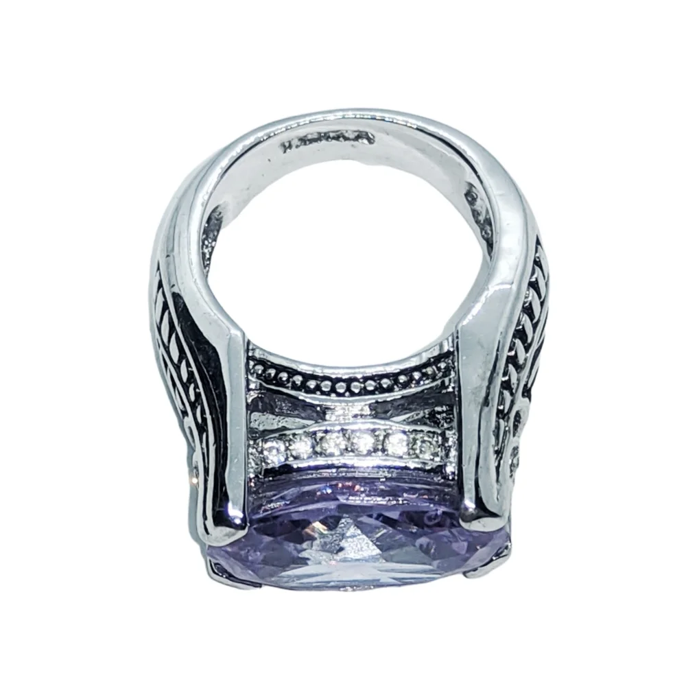 Periwinkle Color CZ Stone Silver Ring